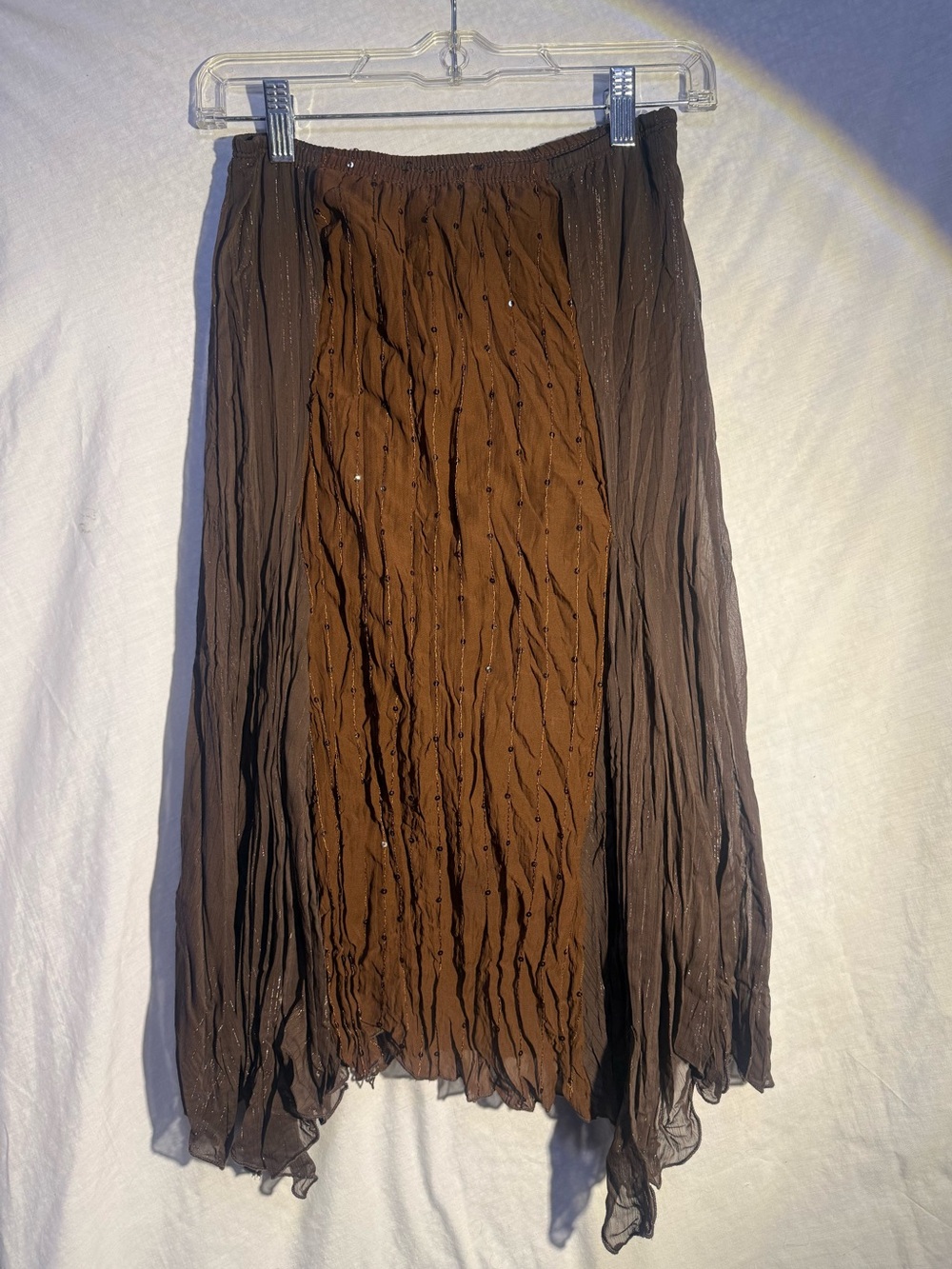 Vintage 90’s/Y2K Whimsical Sequin Brown Midi Skirt